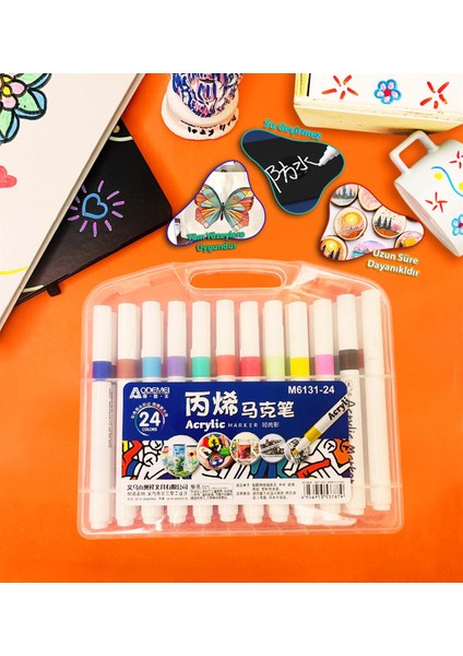 Kutulu 24'lü Akrilik Kalem Set
