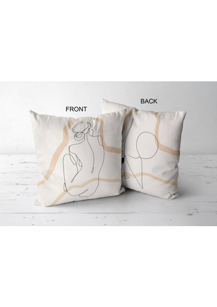 Nü 3 Kadın Çizgisel Özel Tasarım Çift Taraflı Kırlent Kılıfı (45X45) fiyatları