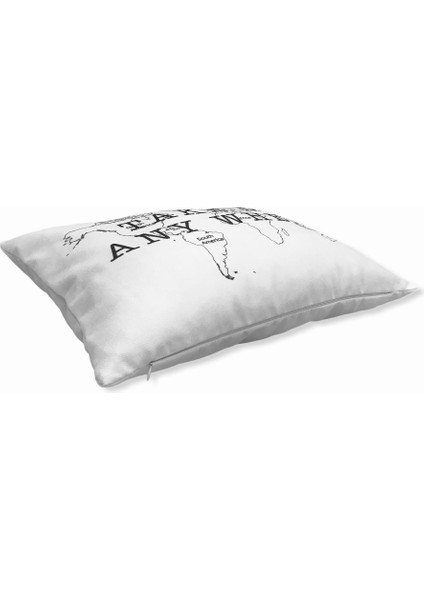 Siyah Beyaz Dünya Haritası Kırlent Kılıfı (35X50) fiyatları