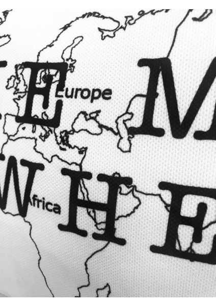 Siyah Beyaz Dünya Haritası Kırlent Kılıfı (35X50) fırsatları