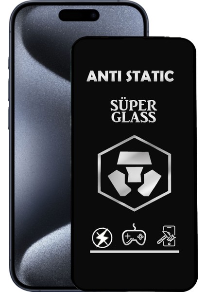 Apple iPhone 15 Pro Tam Kaplayan Anti Statik Dayanıklı Süper Cam Ekran Koruyucu
