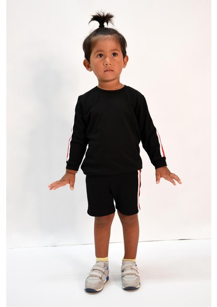 Erkek Çocuk Şerit Detaylı Siyah Alt-Üst Takım fiyatları