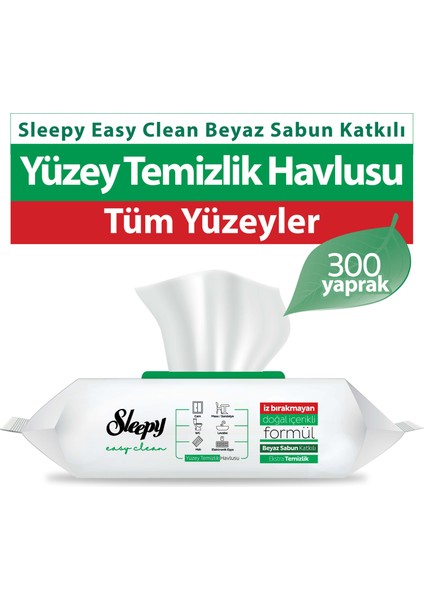 Easy Clean Beyaz Sabun Katkılı Yüzey Temizlik Havlusu 3X100 (300 Yaprak)