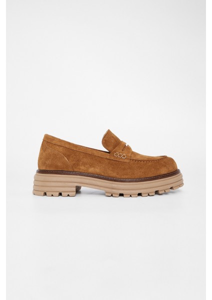 Kadın Tütün Süet Deri Loafer Ayakkabı 33 52107 Bn Ayk SK23/24