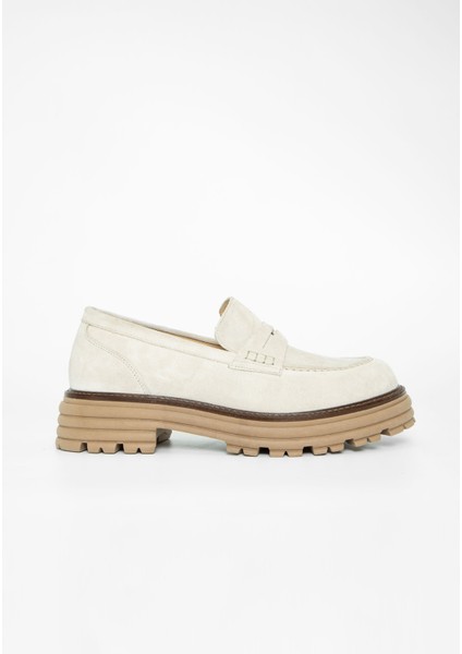 Kadın Bej Süet Deri Loafer Ayakkabı 33 52107 Bn Ayk SK23/24