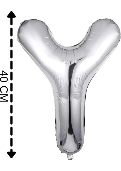Folyo Balon Y Harfi Helyum Balon 40 cm Gümüş Renk