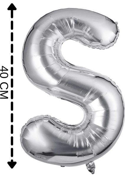 Folyo Balon S Harfi Helyum Balon 40 cm Gümüş Renk