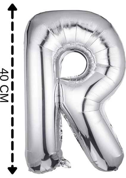 Folyo Balon R Harfi Helyum Balon 40 cm Gümüş Renk