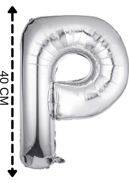 Folyo Balon P Harfi Helyum Balon 40 cm Gümüş Renk