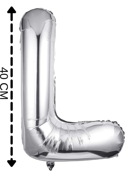 Folyo Balon L Harfi Helyum Balon 40 cm Gümüş Renk