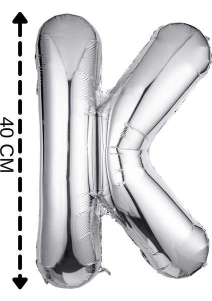 Folyo Balon K Harfi Helyum Balon 40 cm Gümüş Renk
