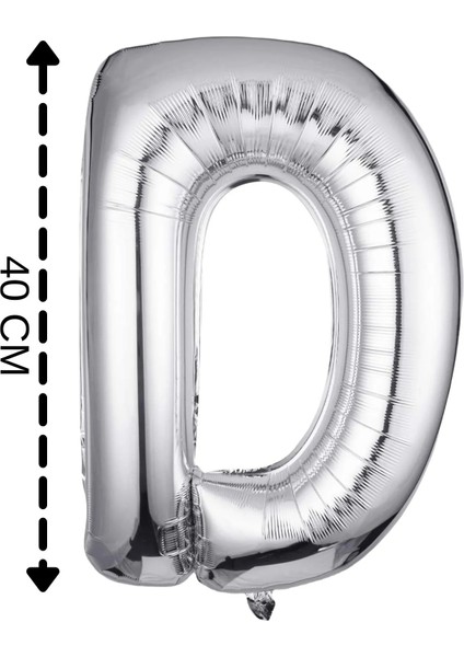 Folyo Balon D Harfi Helyum Balon 40 cm Gümüş Renk