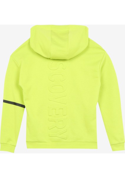 Neon Sarı Erkek Çocuk Kapüşonlu Oversize Baskılı Sweatshirt D3WB-SWT39