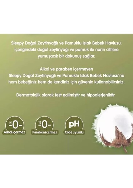 Pamuk Zeytin Zeytinyağlı Islak Havlu 90 Yaprak 3'lü Paket 12 Adet