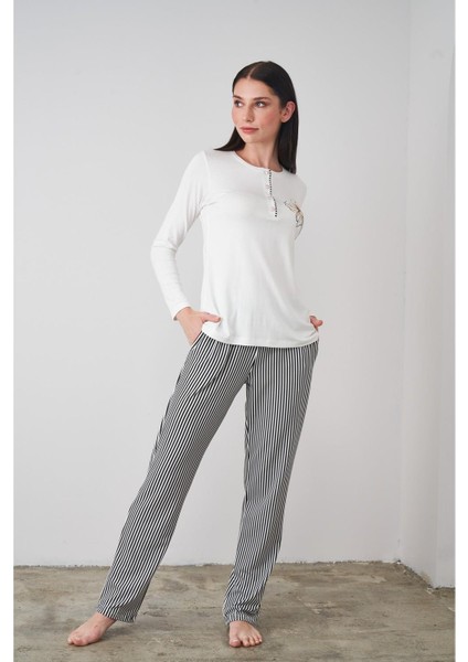 24505 Kadın Patlı Çizgili Pijama Takım fiyatları