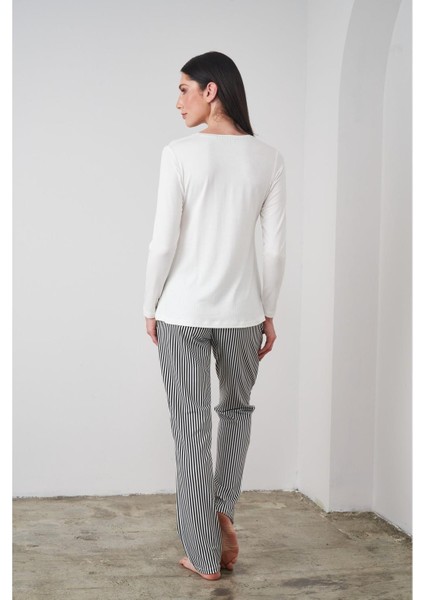 24505 Kadın Patlı Çizgili Pijama Takım indirimleri