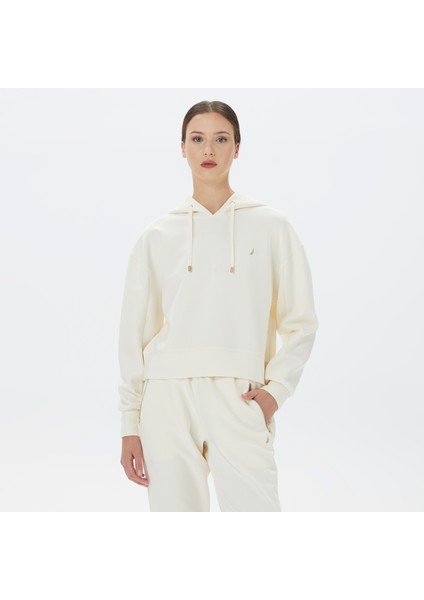 Nautıca Kadın Beyaz Relaxed Fıt Kapüşonlu Sweatshırt 37K169T.1MA