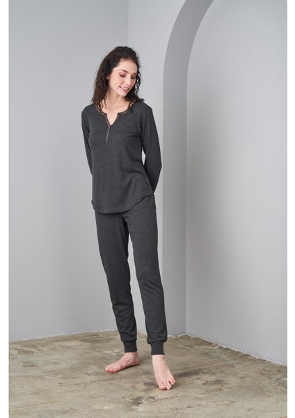 24591 Kadın Yumoş Şardonlu Ribana Pijama Takım modelleri