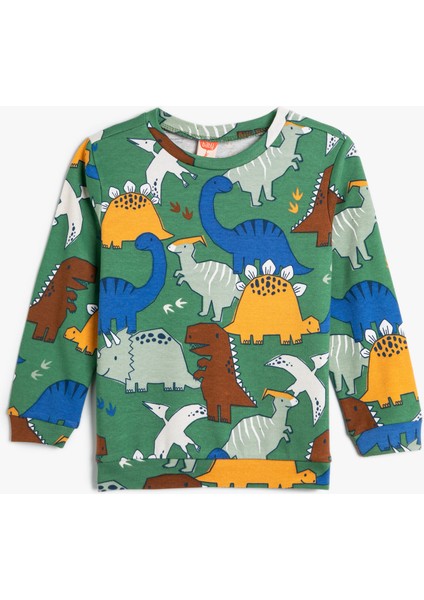 Snoopy Sweatshirt Lisanslı Uzun Kollu Bisiklet Yaka Pamuklu Şardonlu