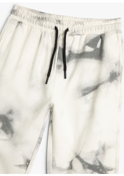 Jogger Eşofman Altı Batik Desenli Beli Bağlamalı Şardonlu Pamuklu