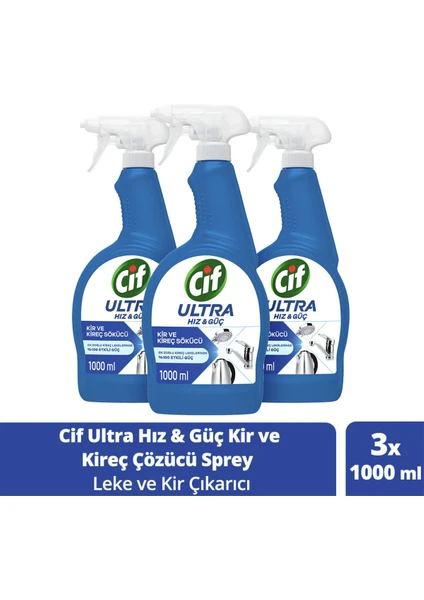 Ultra Hız & Güç Kireç Sökücü Sprey Leke ve Kir Çıkarıcı 1000 ml X3