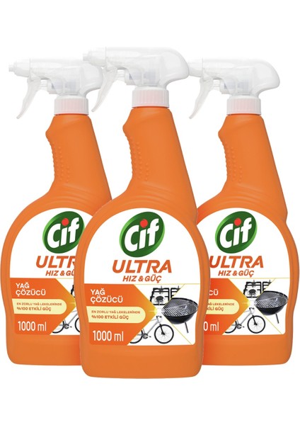 Ultra Hız & Güç Yağ Çözücü Sprey Leke ve Kir Çıkarıcı 1000 ml X3