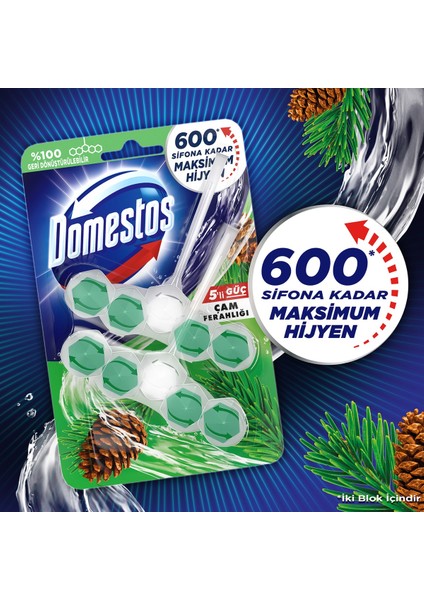 Wc Blok 5'li Güç Tuvalet Bloğu Çam Ferahlığı Maksimum Hijyen 100 G X3