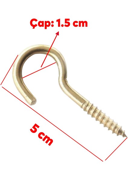 Metal Piton Vidalı Gerdirme Sabitleme Çekme Kaldırma Tavan Açık Ağız Kancalı Avize Asma Kiti 5 Adet