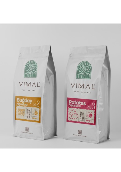 Vımal Doğal Buğday Nişastası 500 gr ve Doğal Patates Nişastası 500 gr 2li Set Kilitli Ambalaj fırsatları