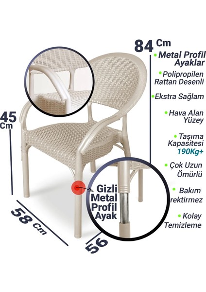 Bambu Rattan Kollu Sandalye Koltuk Dayanıklı Bahçe Sandalyesi Cappuccino fiyatları