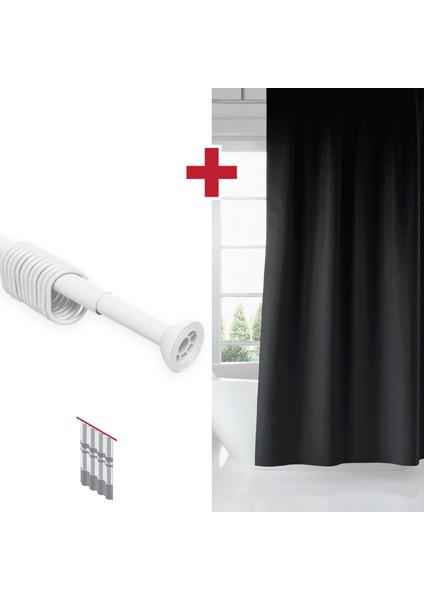 Siyah Banyo Perdesi Askı Hediyeli 180X200CM Tek Kanat Duş Perdesi, Renkli Banyo Duş Perdesi indirimleri
