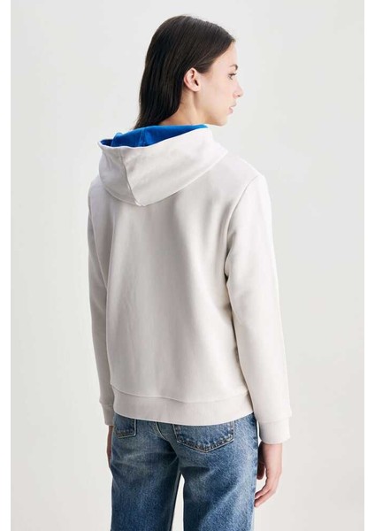 Azealıa Bej Kapüşonlu Nakışlı Standard Kadın Sweatshirt modelleri