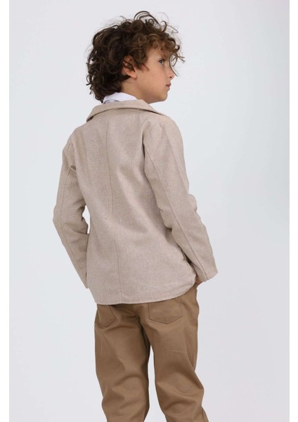 1-4 Yaş Polo Desen Papyonlu Ceketli 3 Lü Çocuk Takım
