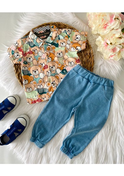 Miniğimincicileri Baby Bu Ayıcıklı Gömlekli Şık Bebek Takım - Yeşil fiyatları