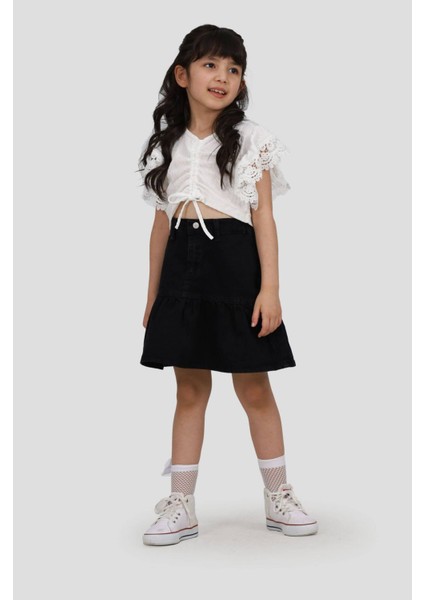 Büzgülü Krinkıl Bluz Kot Etek