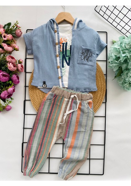 Wıld One Baskılı 3 Lü Erkek Takım - Mavi