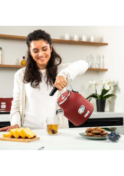 Elektrikli Su Isıtıcısı - Retro Series Electric Kettle Kırmızı fırsatları