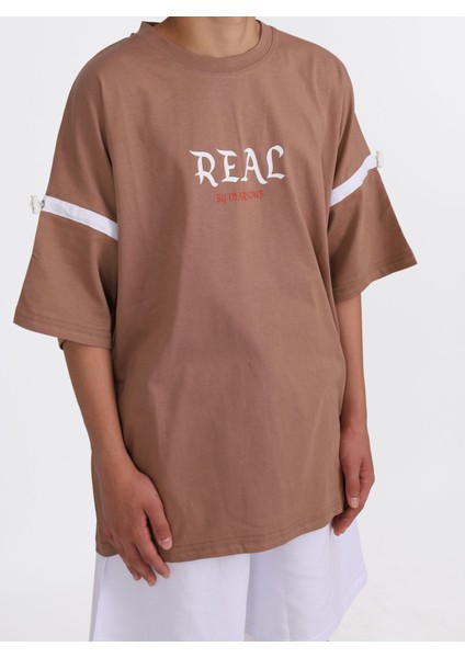 7-14 Yaş Şortlu Real Oversize Erkek Çocuk Takım-Kahverengi indirimleri
