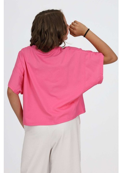 8-14 Yaş Çiçek Baskılı Tşört Yırtmaç Detaylı Bol Pantolon Kız Takım modelleri