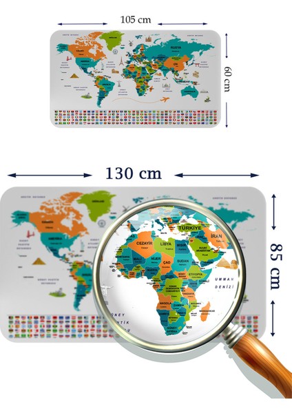 Harita Sepeti Eğitici Öğretici Dünya ve Türkiye Haritası Çocuk Odası Duvar Sticker 3887