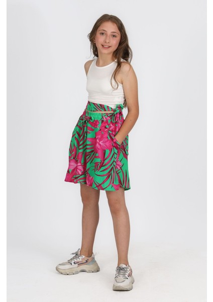 7-14 Yaş Tropikal Desen Genç Tarz 3 Lü Takım-Fuşya fiyatları