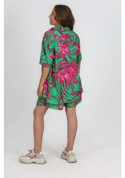 7-14 Yaş Tropikal Desen Genç Tarz 3 Lü Takım-Fuşya indirimleri