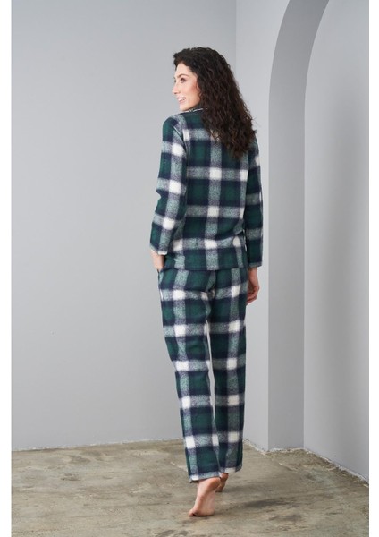 24562 Kadın Flanel Düğmeli Pijama Takım