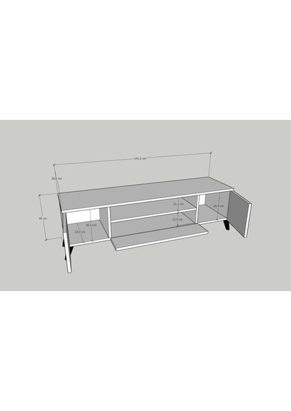 Antrasit - Ahşap Tv Alt Modül
