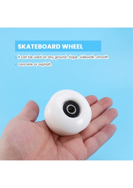 Rulmanlı Kaykay Tekerlekleri 52X30MM Sokak Pu Tekerlekler Kaykay Parçaları Cruiser Longboard Tekerlekler (4'lü Set) Beyaz (Yurt Dışından)