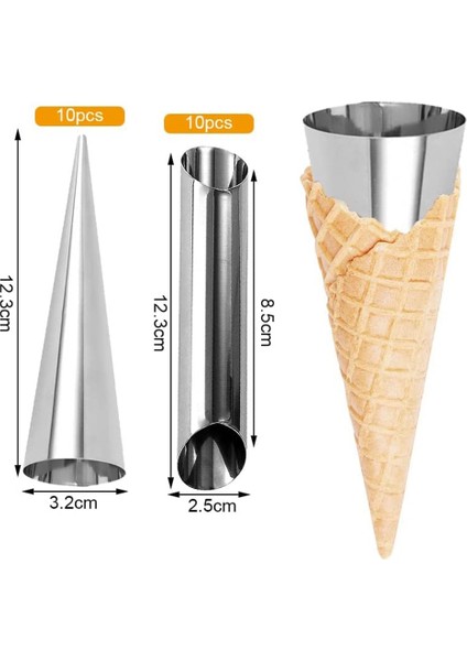 20 Adet Krem Boynuz Kalıpları Paslanmaz Çelik Koni Boru Şekilli Kalıp Cannoli Tüpler Için Temizleme Fırçası ile (Yurt Dışından)