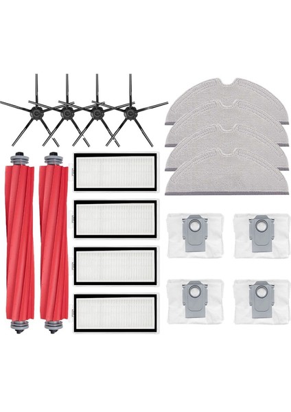 Xiaomi Roborock Q7 Max Q7 Max + T8 Robot Vakum Yedek Parça Ana Yan Fırça Hepa Filtre Paspas Bez Toz Torbası Siyah (Yurt Dışından)