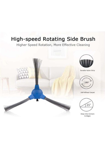 Eufy Robovac 11S Robovac 12 Robovac 15C Robovac 30 Robovac 30 Robovac 35C Vakum 6'lı Paket Yan Fırça Için Uygundur (Yurt Dışından)