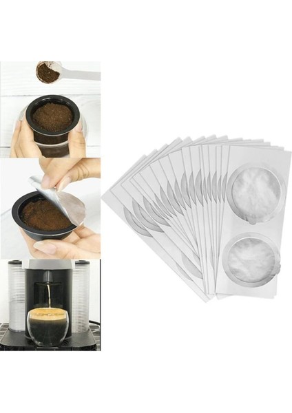 100 Adet 62MM Tek Kullanımlık Kahve Kapsülü Mühürler Folyo Krem Köpük Kahve Filtre Kapağı Etiket Nespresso Vertuo (Yurt Dışından)