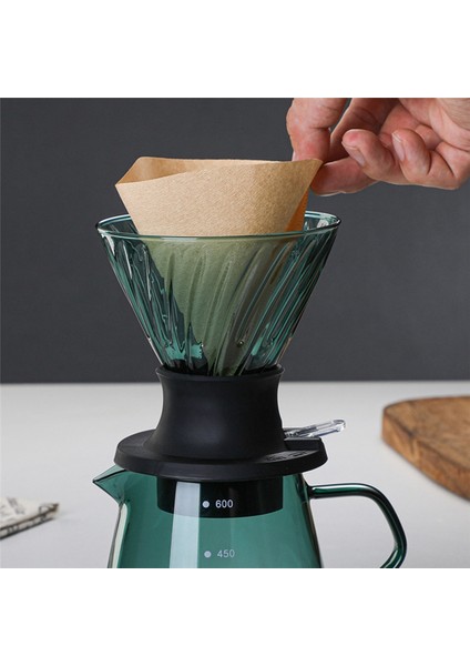 600 ml Daldırma Damlatıcı Anahtarı Cam V60 Kahve Makinesi Üzerine Dökün V Şekli Damla Kahve Damlatıcı ve Filtreler Şeffaf (Yurt Dışından) fırsatları